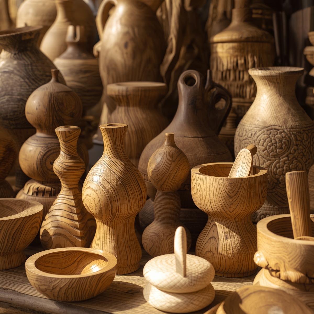 Handmade wooden items and sculptures
