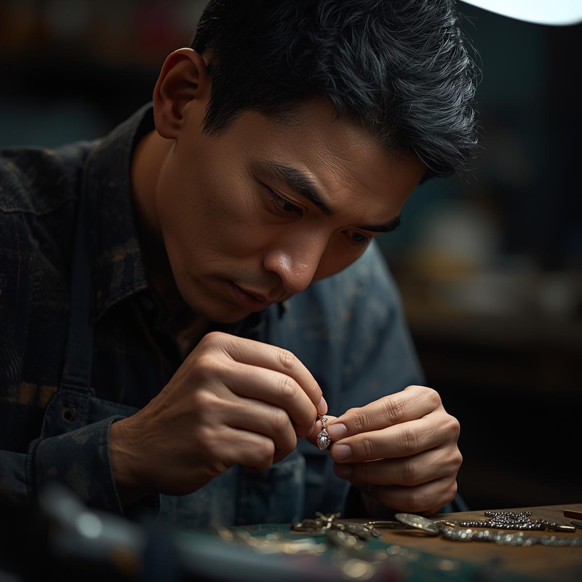 Glassblower working with hot glass